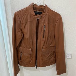 Gorgeous Bernardo Genuine Cognac Leather Moto Jacket